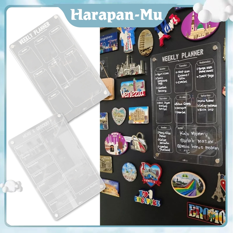 Template Papan Menu Bahan Makanan Akrilik  Papan Catatan Magnetik Akrilik  Planner Monthly Weekly