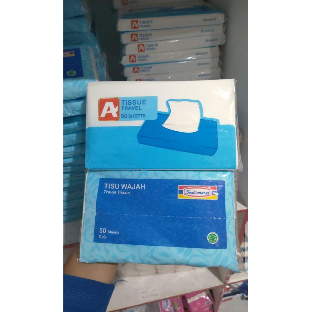 1 dus isi 96 pcs tissue tisu wajah travel Indomaret 50 sheet 2 ply murah harga grosir grosiran semba