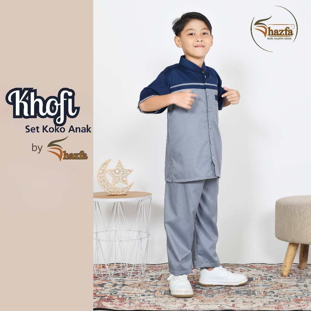 Setelan koko anak Shazfa adi phutra hofi Set Pakaian Muslim Anak Laki-laki Modern Bahan toyobo  Adem