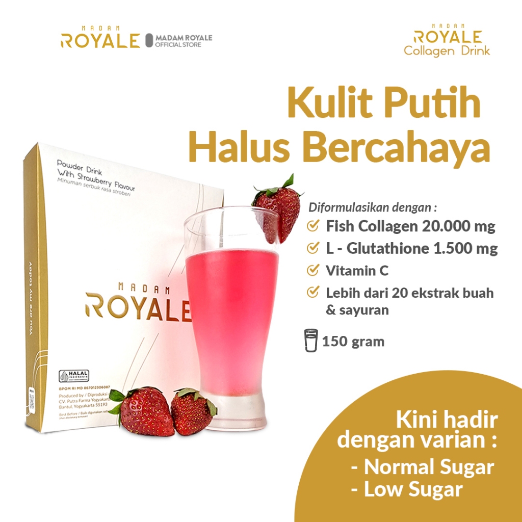 Madam Royale Collagen Drink | Dosis Tinggi Collagen & L Glutation | Whitening Booster Pemutih Badan