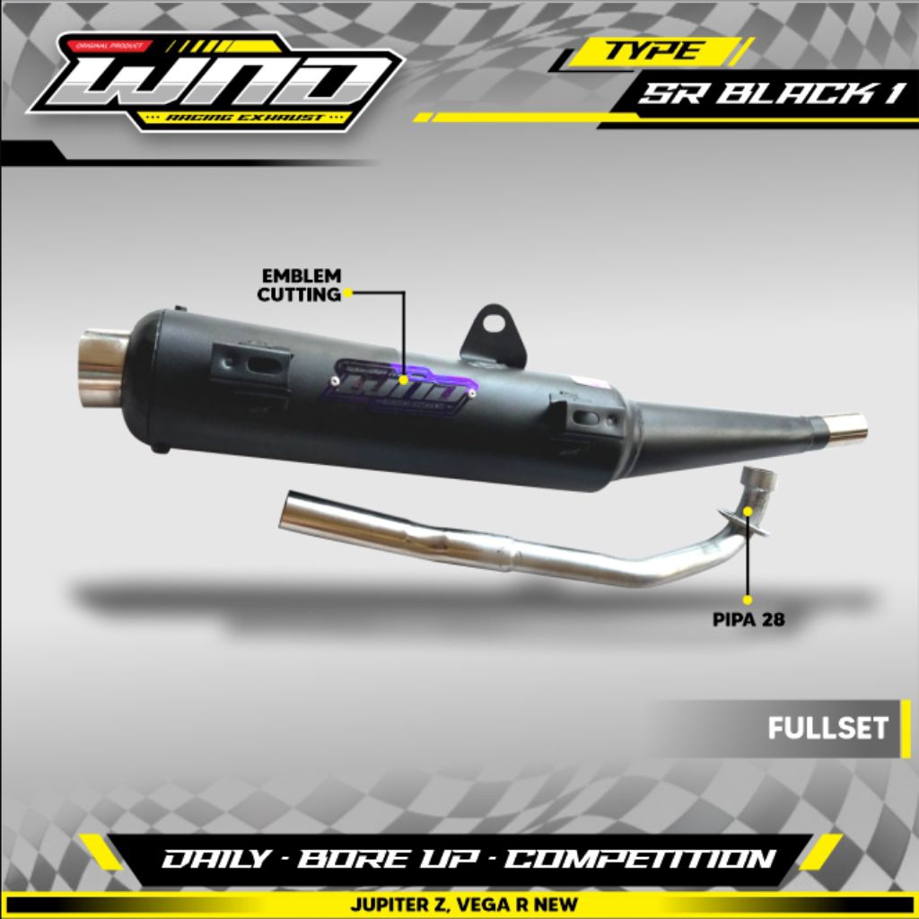 knalpot standar racing jupiter z Vega r new type black series suara bas adem