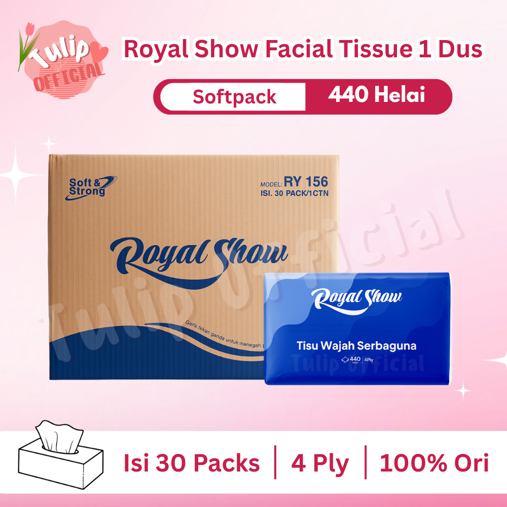 GROSIR MURAH 1 Dus Facial Tissue ROYAL SHOW 440 Helai 4 Ply | 100% Virgin Pulp