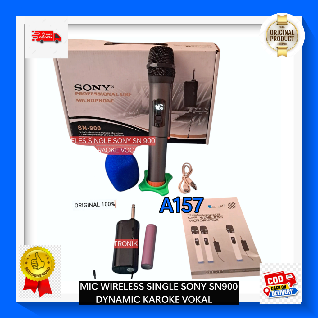 A157 MIC WIRELES SINGLE SONY SN 900 DYNAMIC KARAOKE VOCAL Microphone Wireles Resiver Mini MIK MIC MI
