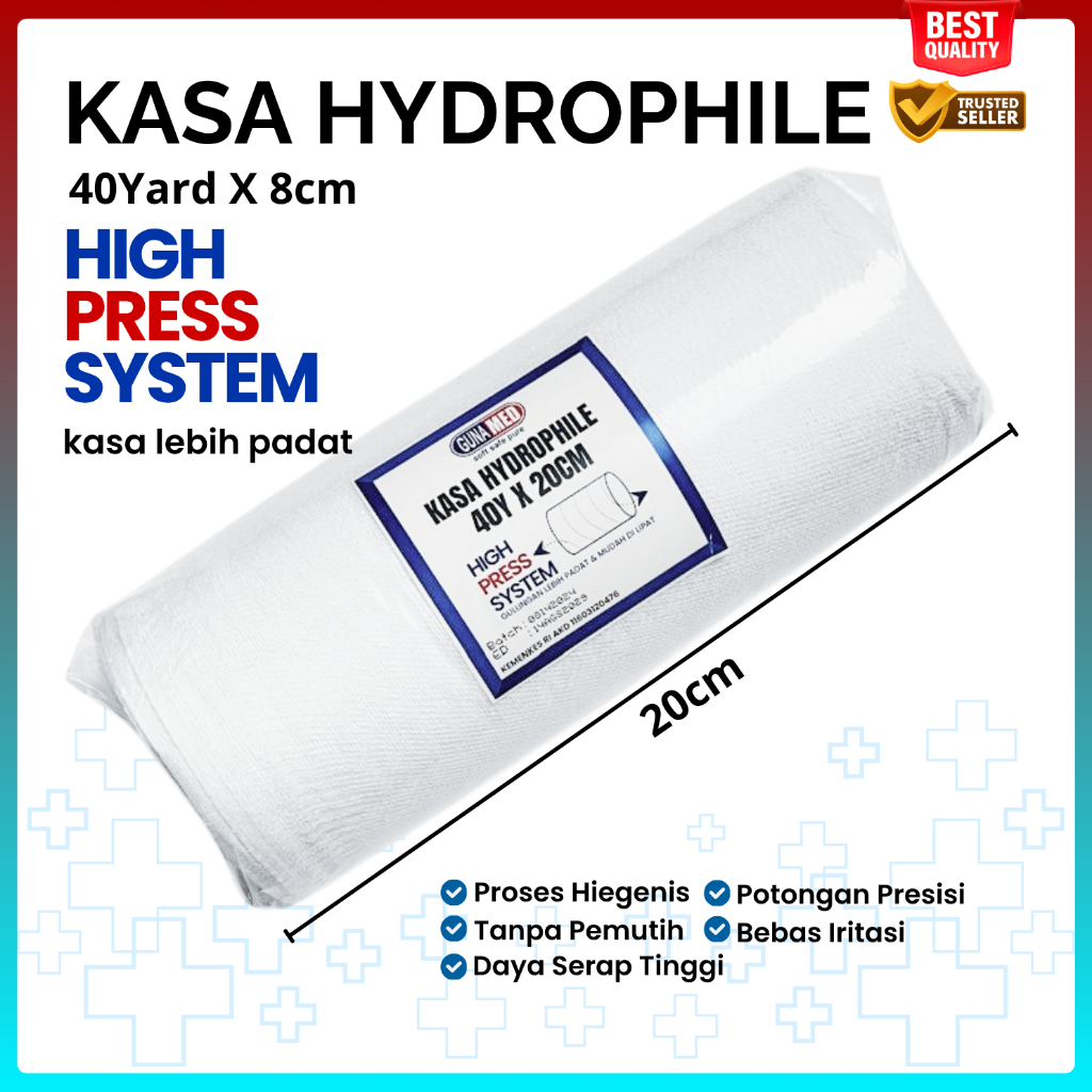 GUNAMED KASA HIDROFIL 40yard x 20cm / KASA STERIL / KASA ROLL/ KASA GULUNGGUNAMED KASA HIDROFIL 40ya