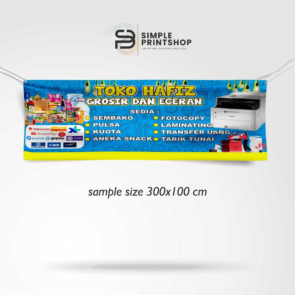 cetak banner 300x100 cm toko sembako grosir dan eceran custom desain