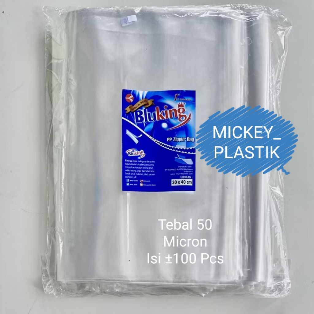 PLASTIK PP KLIP BLUKING 30x40 CM TEBAL 50 MICRON KEMASAAN SNACK KACANG ZIPLOCK ZIPPER 30 x 40CM ISI 