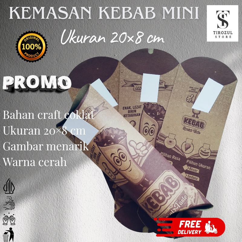 Kebab Mini Murah Isi 100 Pcs Praktis Kemasan Kebab Craft Mini coklat Ukuran 20×8 cm | Bungkus kebab 