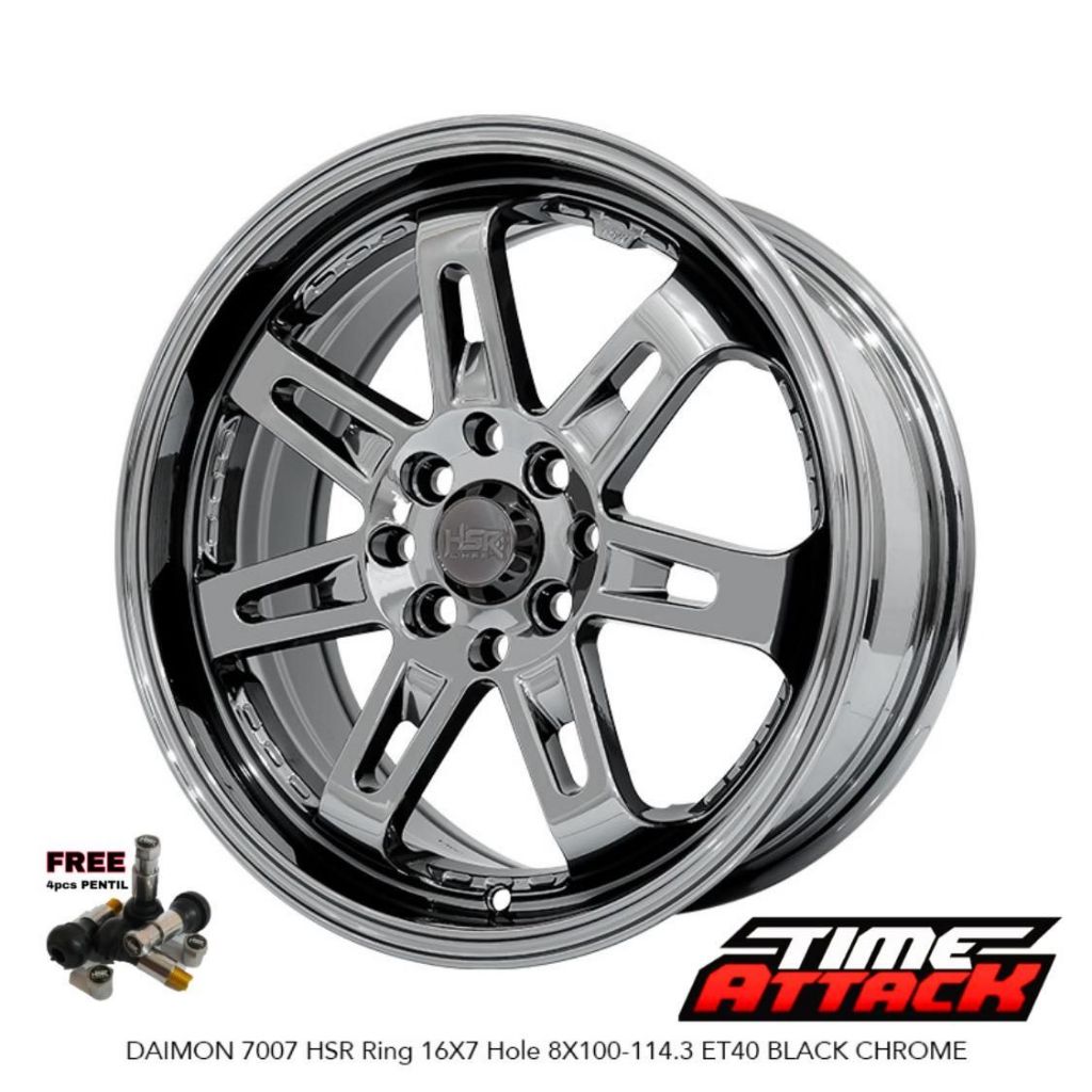 Velg HSR Black Chrome R16 Avanza Raize Mobilio Etios HSR WHEEL Tipe Daimon Ring 16