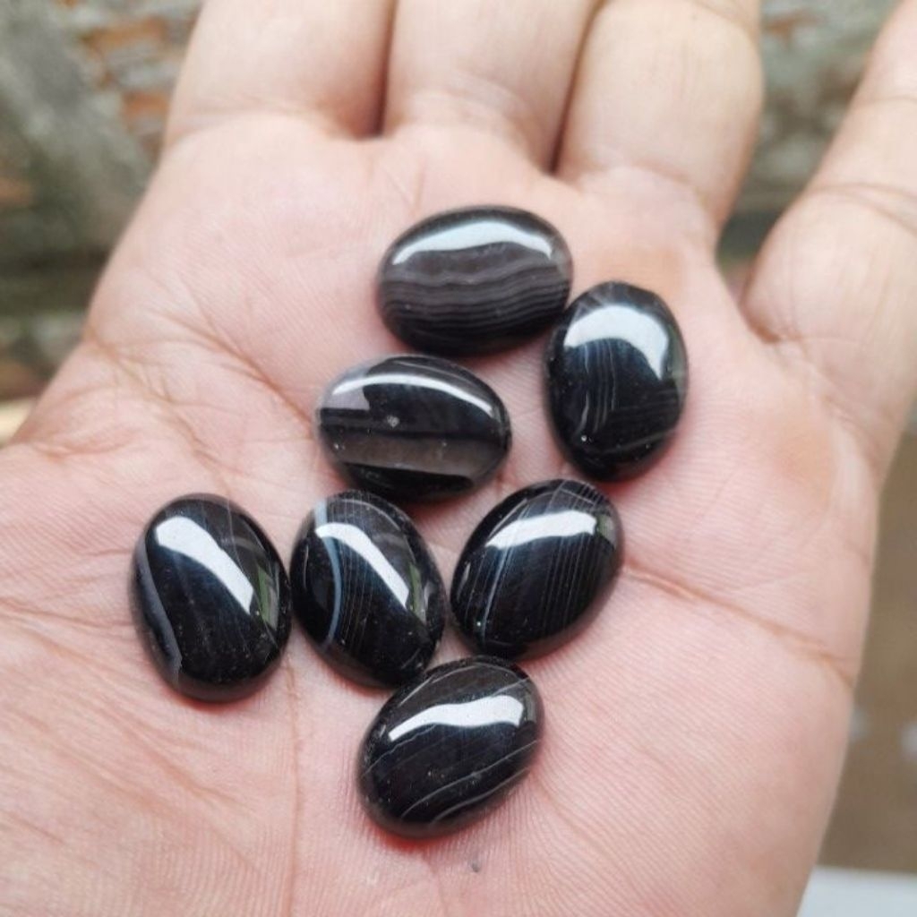 batu akik lepasan sulaiman hitam natural 18x13mm