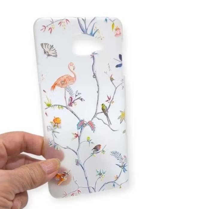 Soft case putih transparan dengan motif Bangau, Kupu, Bunga & Angsa for Samsung A7 (2016).