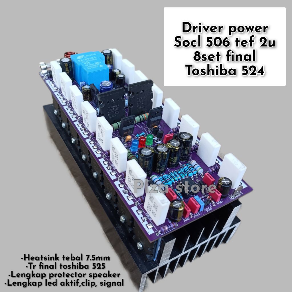 Driver power Socl 506 Tef 2u 8set final Toshiba 524 heatsink super tebal pjg 20cm driver power balap