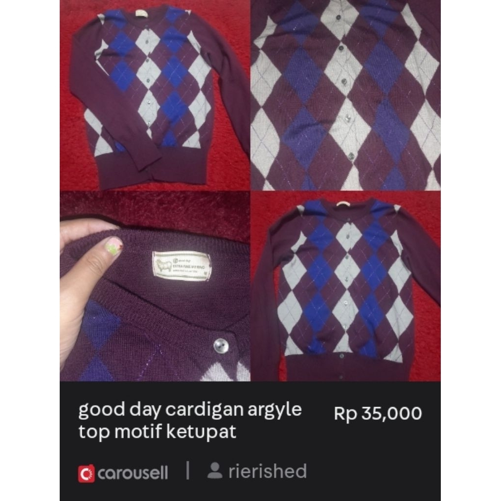 good day cardigan motif argyle / ketupat slim fit
