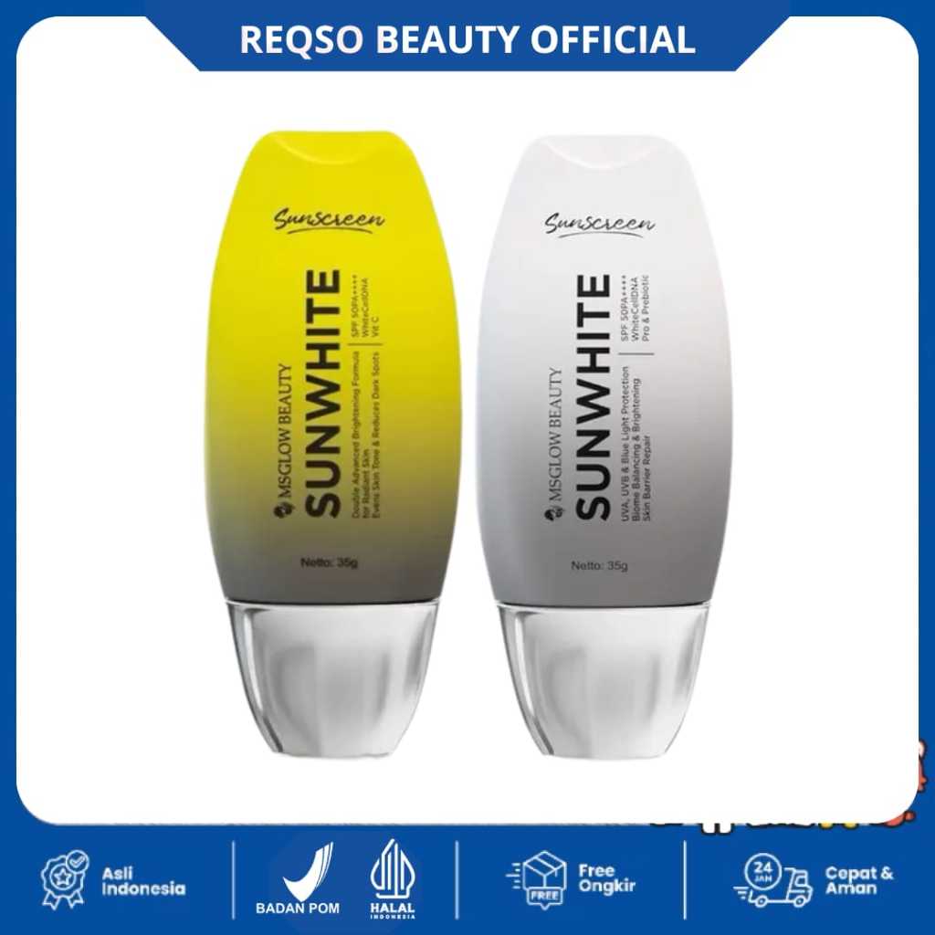 MS GLOW  Sunwhite SPF 50 PA++++ JJ GLOW Sunscreen Skincare Mencerahkan Whitening