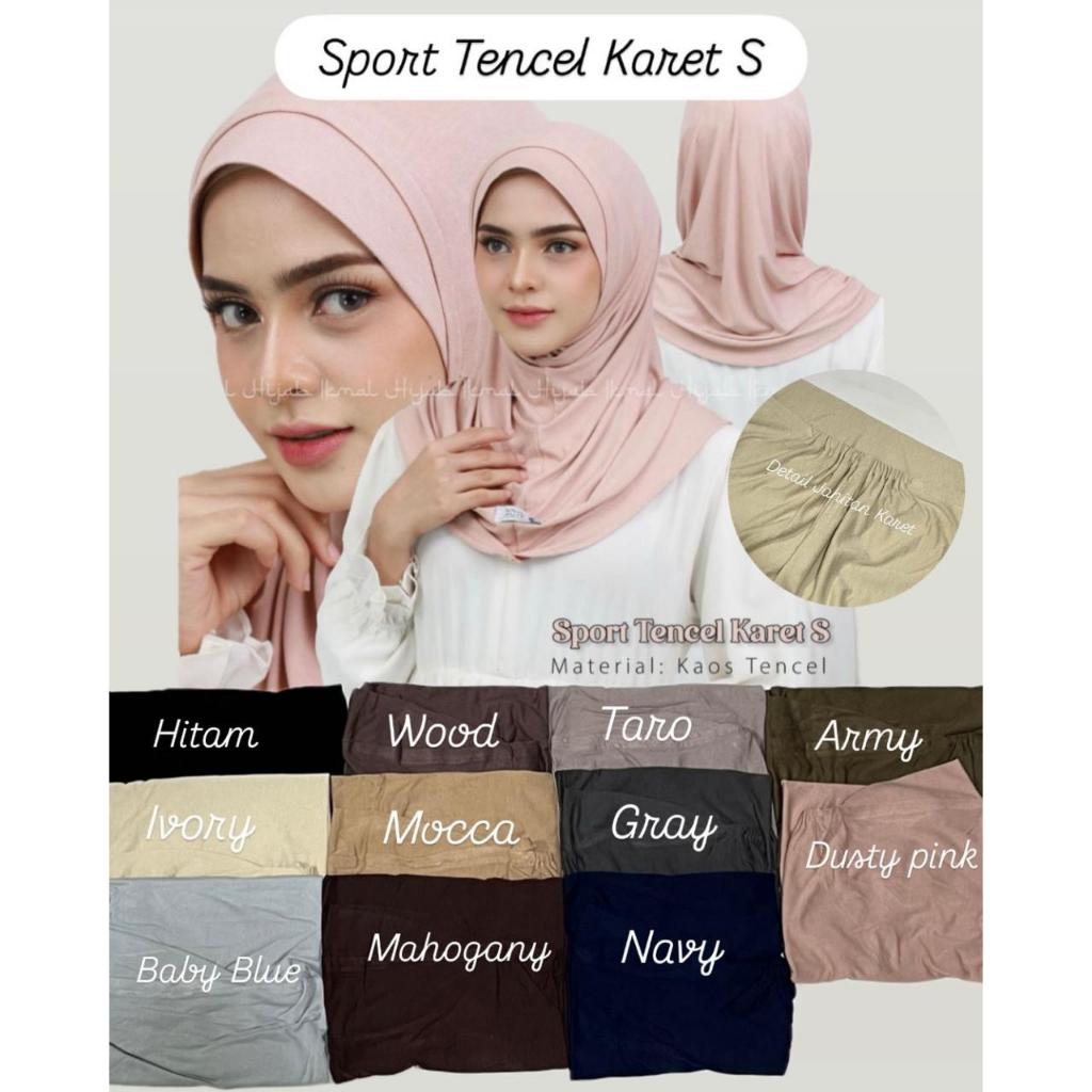 Hijab Sport Instan tencel karet dagu bergo kaos rayon