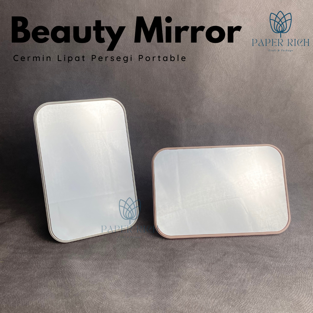 Cermin Lipat Persegi Aesthetic Cermin Kecil Portable Standing Mirror Kaca Rias Make Up Berdiri