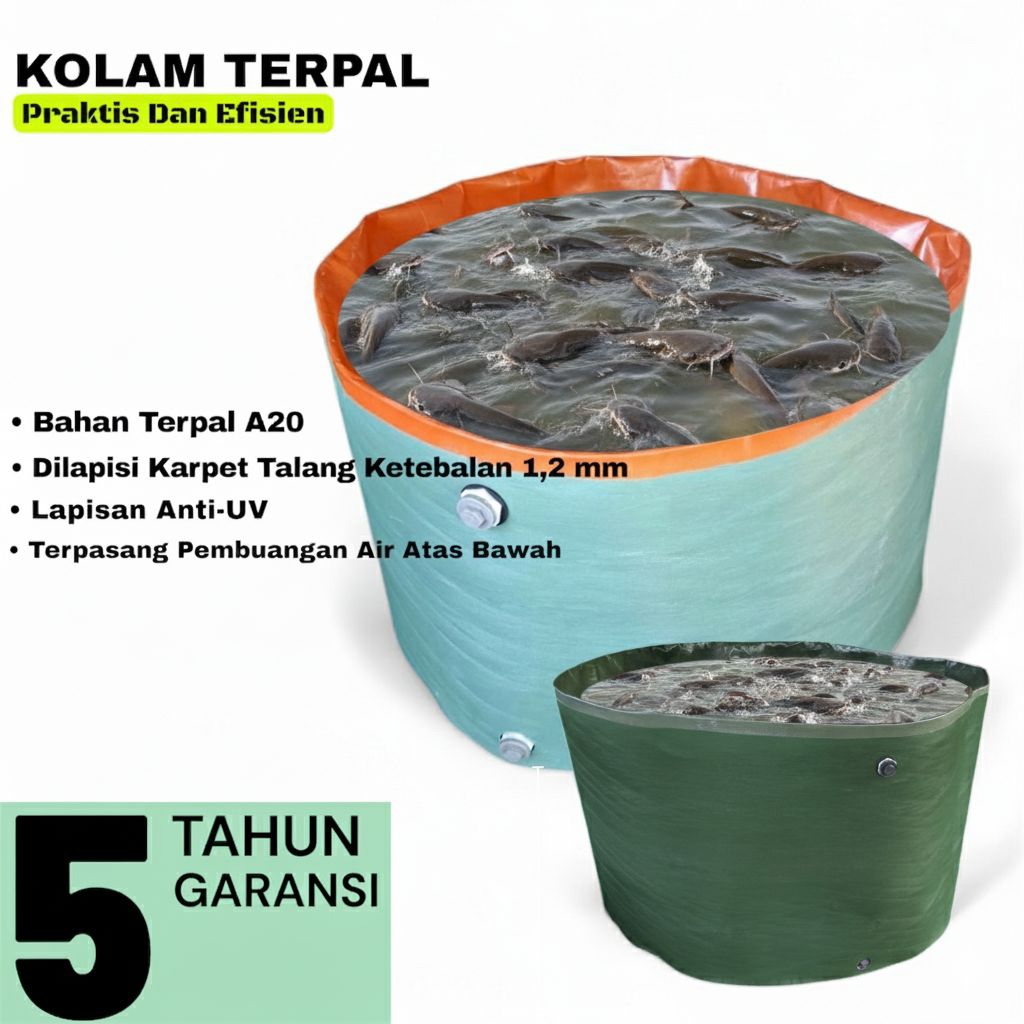 Kolam Terpal Bulat Tanpa Rangka D1 D1,5 D2 D3 Tinggi 45 cm 60 cm 90 cm Kolam Bulat Tanpa Rangka Kola