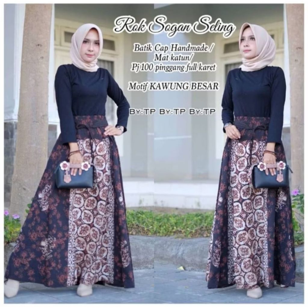 Rok Batik Sogan Jumbo Mayung dan Aksesoris Batik