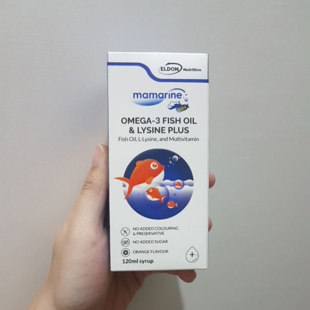 Mamarine kids omega3 fish oil dan lysine plus syrup sirup 120ml original malaysia vitamin anak malay