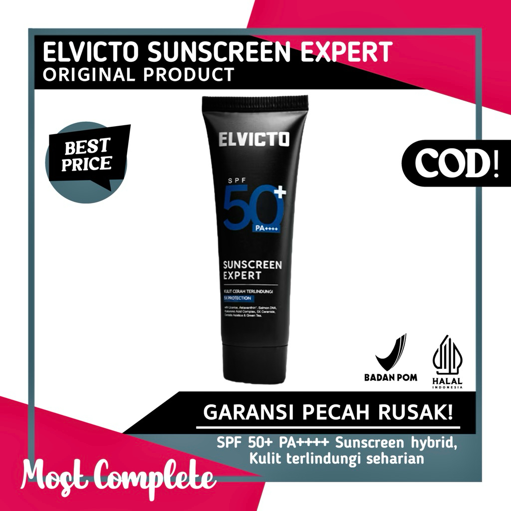 ELVICTO SUNSCREEN EXPERT SPF 50+ PA++++ 30gr| Sunscreen Pria Hybrid Sunscreen SPF 50+ PA++++