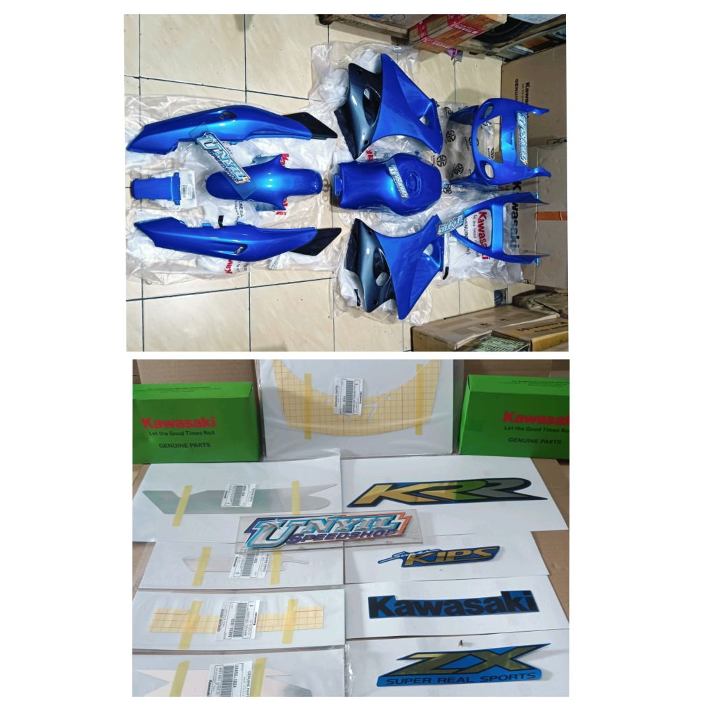 BODY FULL SET FAIRING BARONG TANGKI NINJA RR OLD ZX CBU BIRU  MUDA ORIIGINAL KAWASAKI