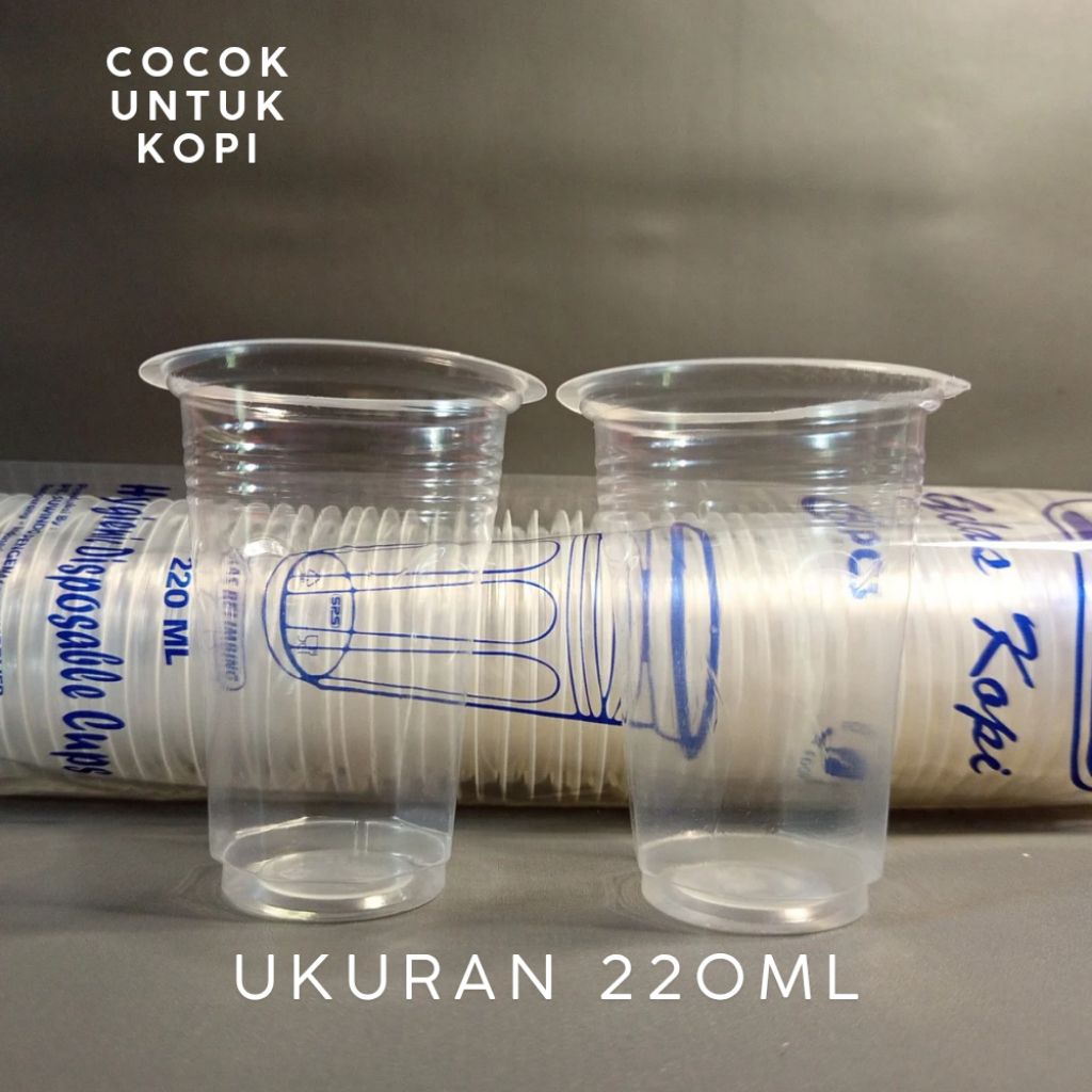 Gelas Plastik Kopi / Gelas Plastik Ukuran 220 ML Isi 50