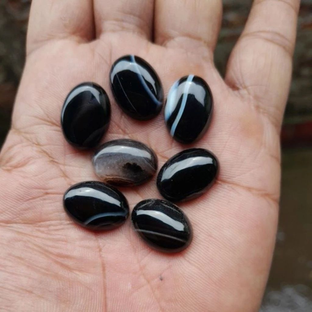 batu akik natural sulaiman hitam 18x13 mm