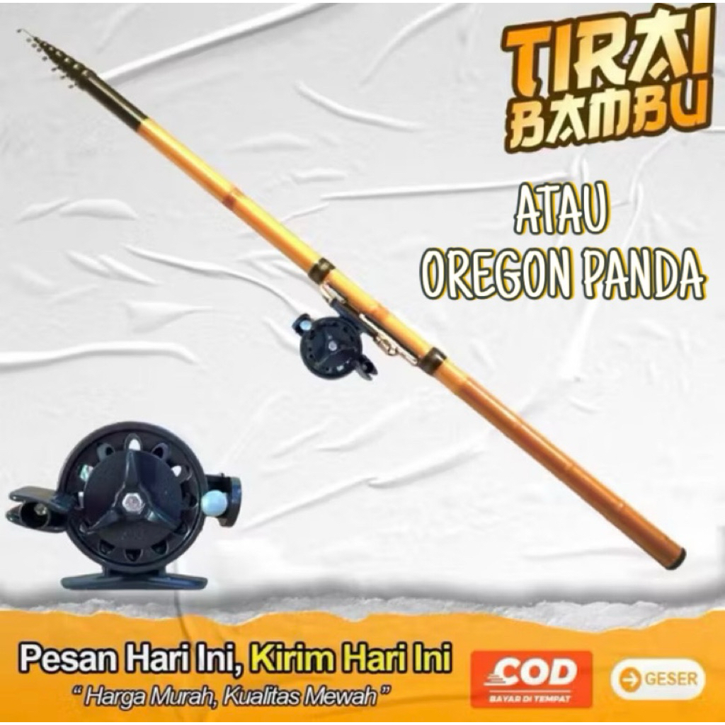 Set Joran / Tangkai Pancing Tegek Oregon Panda Ruas Panjang Bahan Fiber