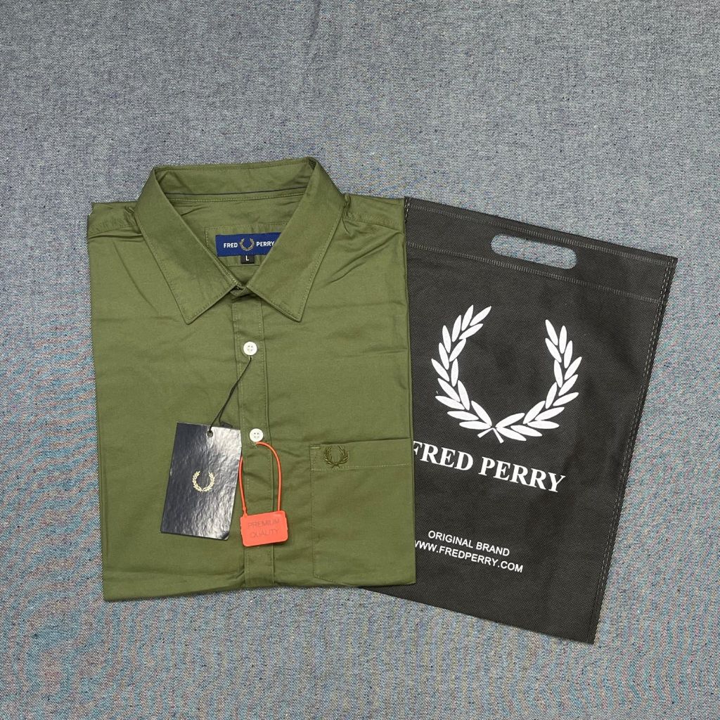 Kemeja casual formal pria lengan pendek polos casual kemeja fredperry pendek bahan katun twil