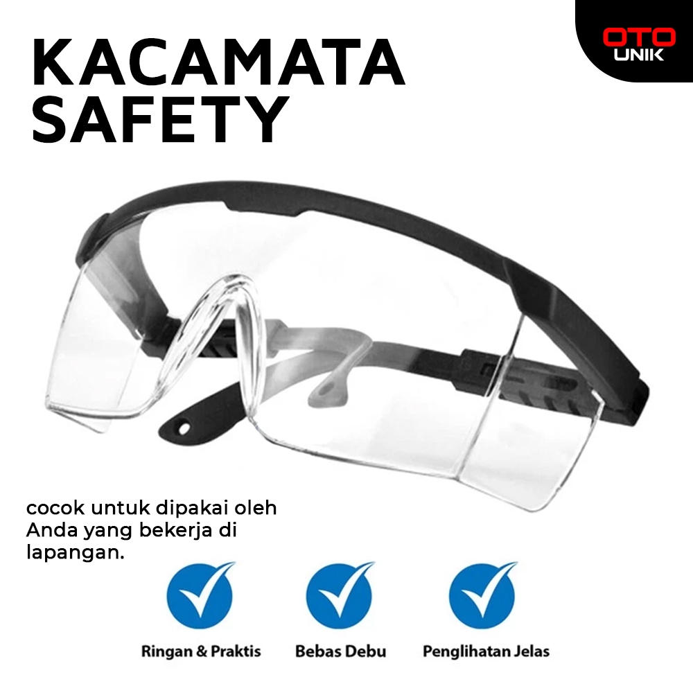 Kacamata Safety Kerja Bening Polycarbonate Hitam