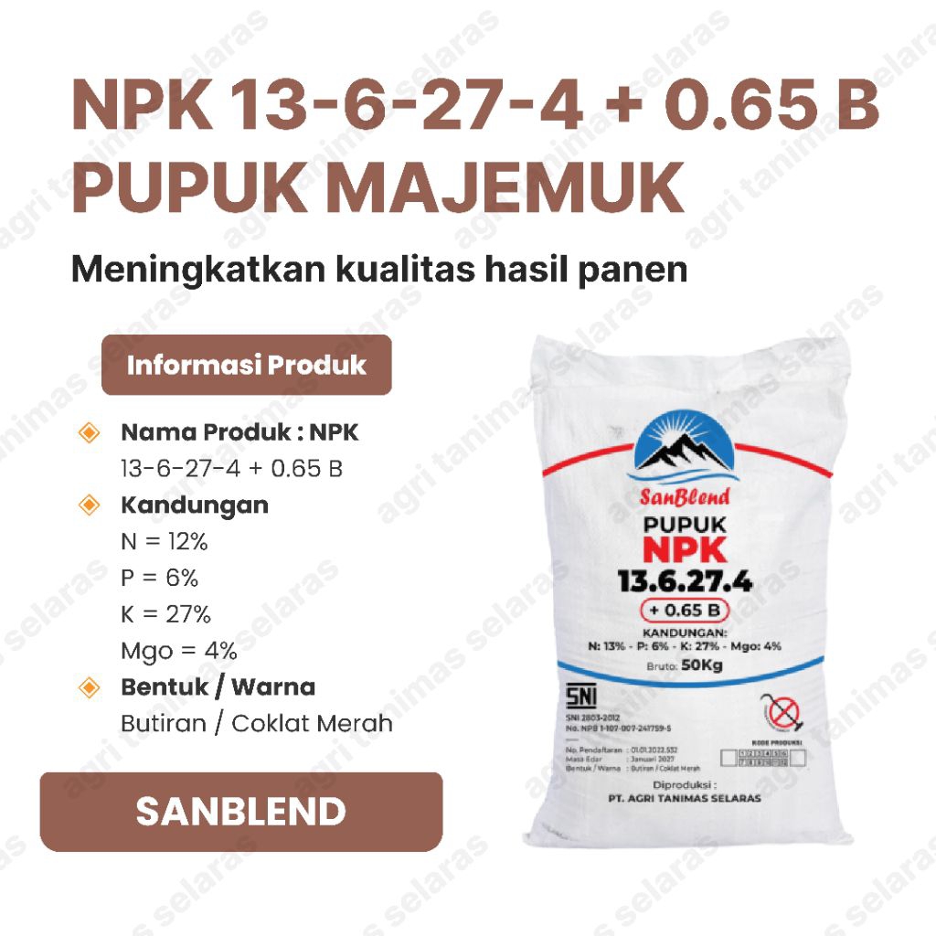 Pupuk NPK 13-6-27-4 Sanblend