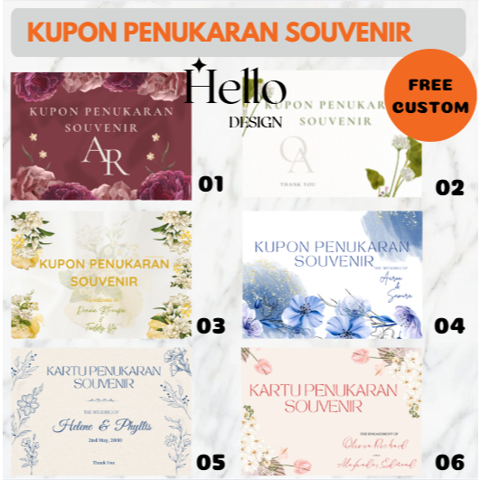 (FREE CUSTOM) Kartu / Kupon Souvenir Pernikahan / kupon penukaran souvenir wedding/   kupon penukara