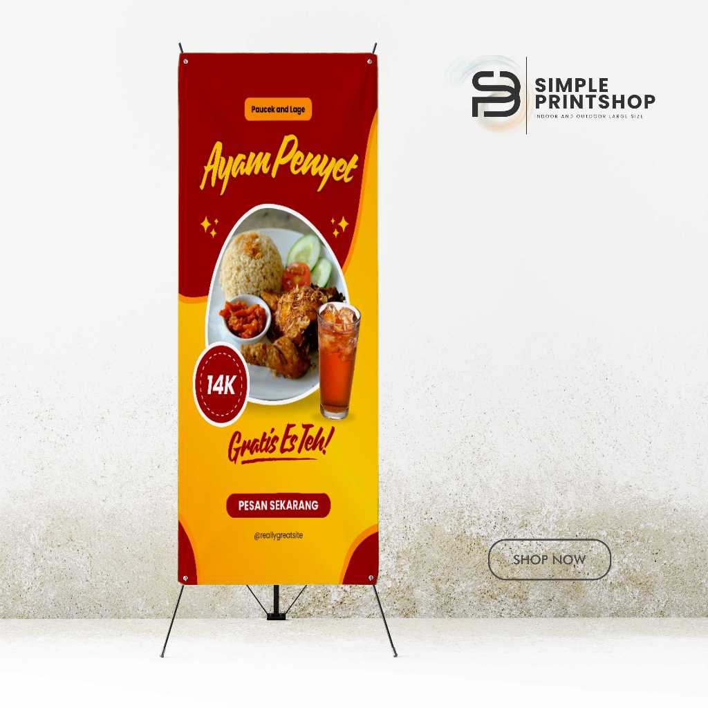 cetak spanduk 60x160 banner ayam penyet custom desain free request