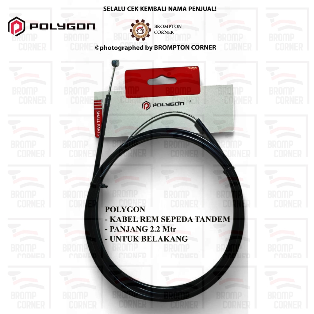 POLYGON - KABEL REM BELAKANG SEPEDA TANDEM - PANJANG 2.2 METER - HITAM.