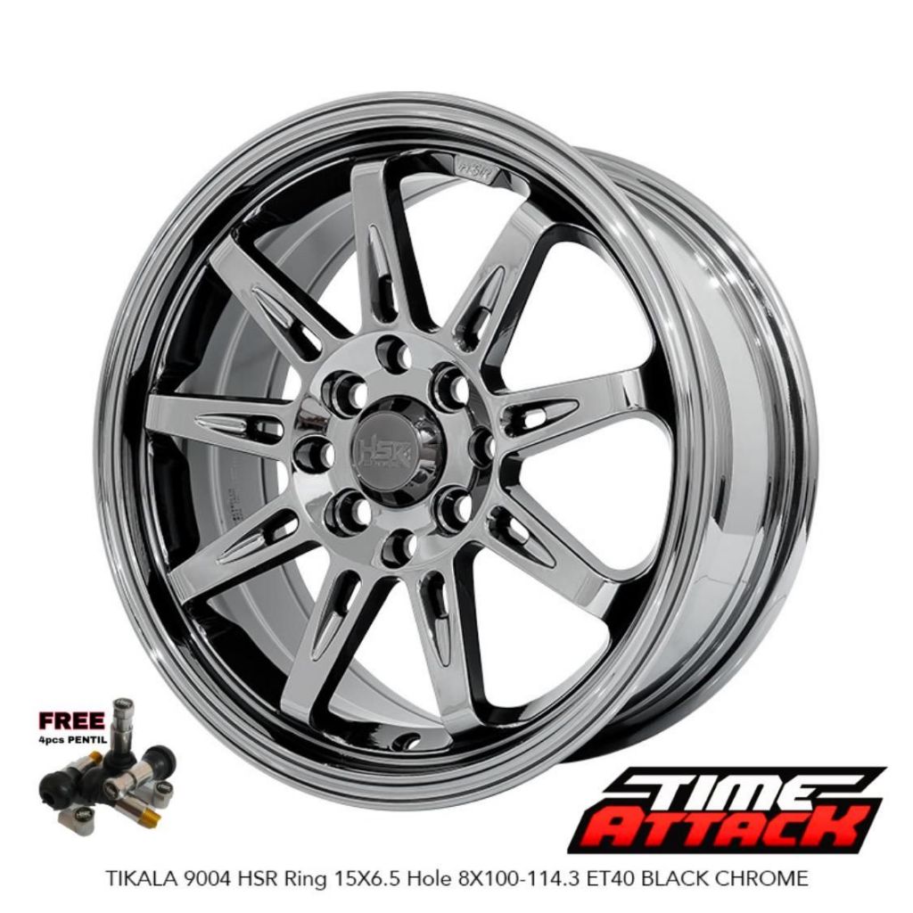 Velg Mobil R15 Black Chrome HSR WHEEL TIKALA Velg HSR Ring 15