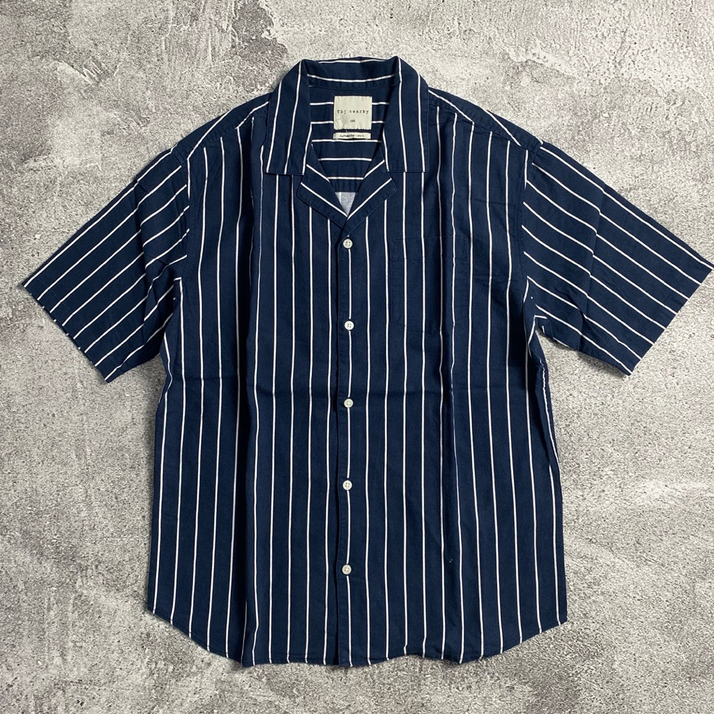 STRIPE BLUE OPENCOLLAR SHIRT By TBJ Nearby