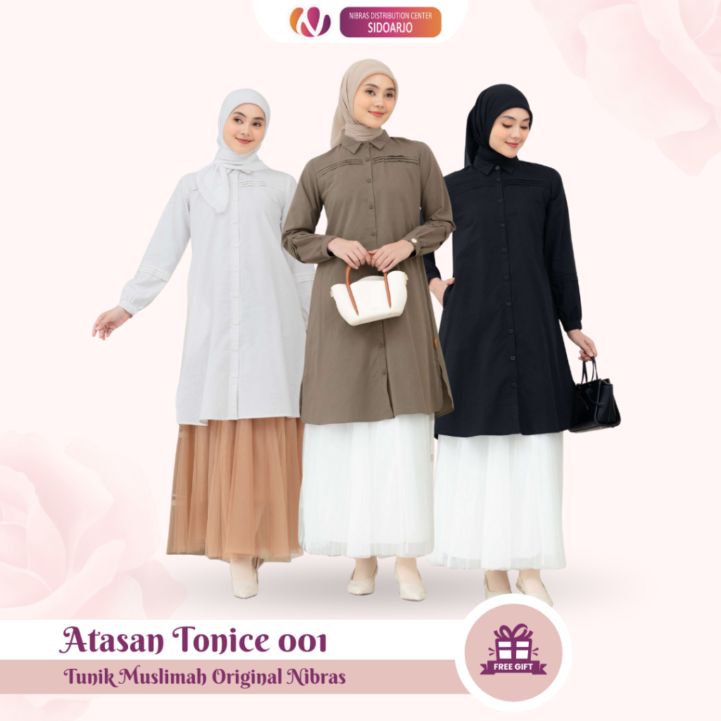 Atasan Tunik Remaja Long Tunik Wanita Dewasa Tunik wanita Kekinian terbaru Nibras Tonice 001