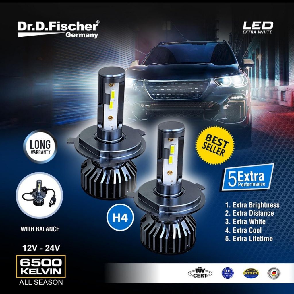LED DR.D.FISCHER - 12V-24V 40 WATT 6500 KELVIN - WHITE H4