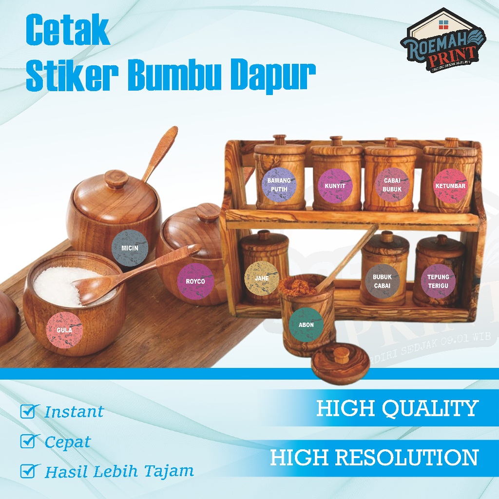 Stiker Label Nama Bumbu Dapur Bulat Anti Air - Spices Sticker Toples
