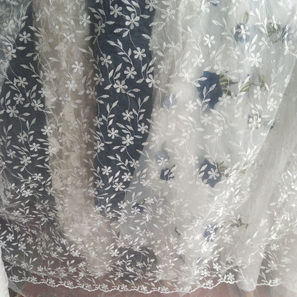 Kain organza bordir | Harga/0,5m | bahan organza bordir| bahan organza bordir | kain organza bordir.