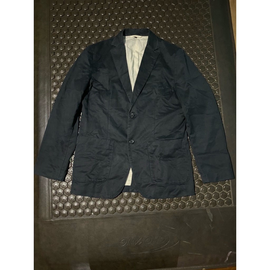 BLAZER JAS MUJI HITAM PEKAT SEMI DENIM MEWAH BRANDED