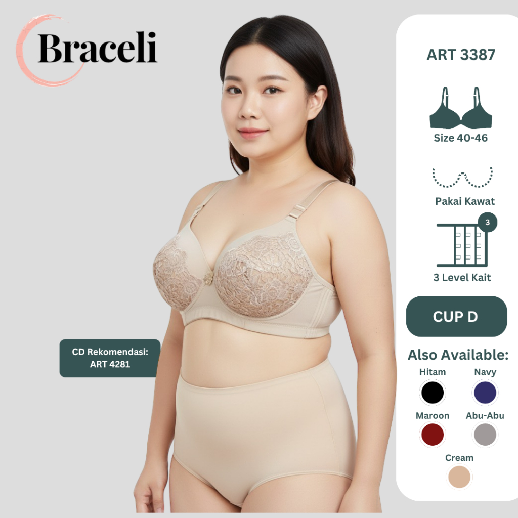 Bra Tanpa Kawat Jumbo Braceli Art 3387 | Cup D