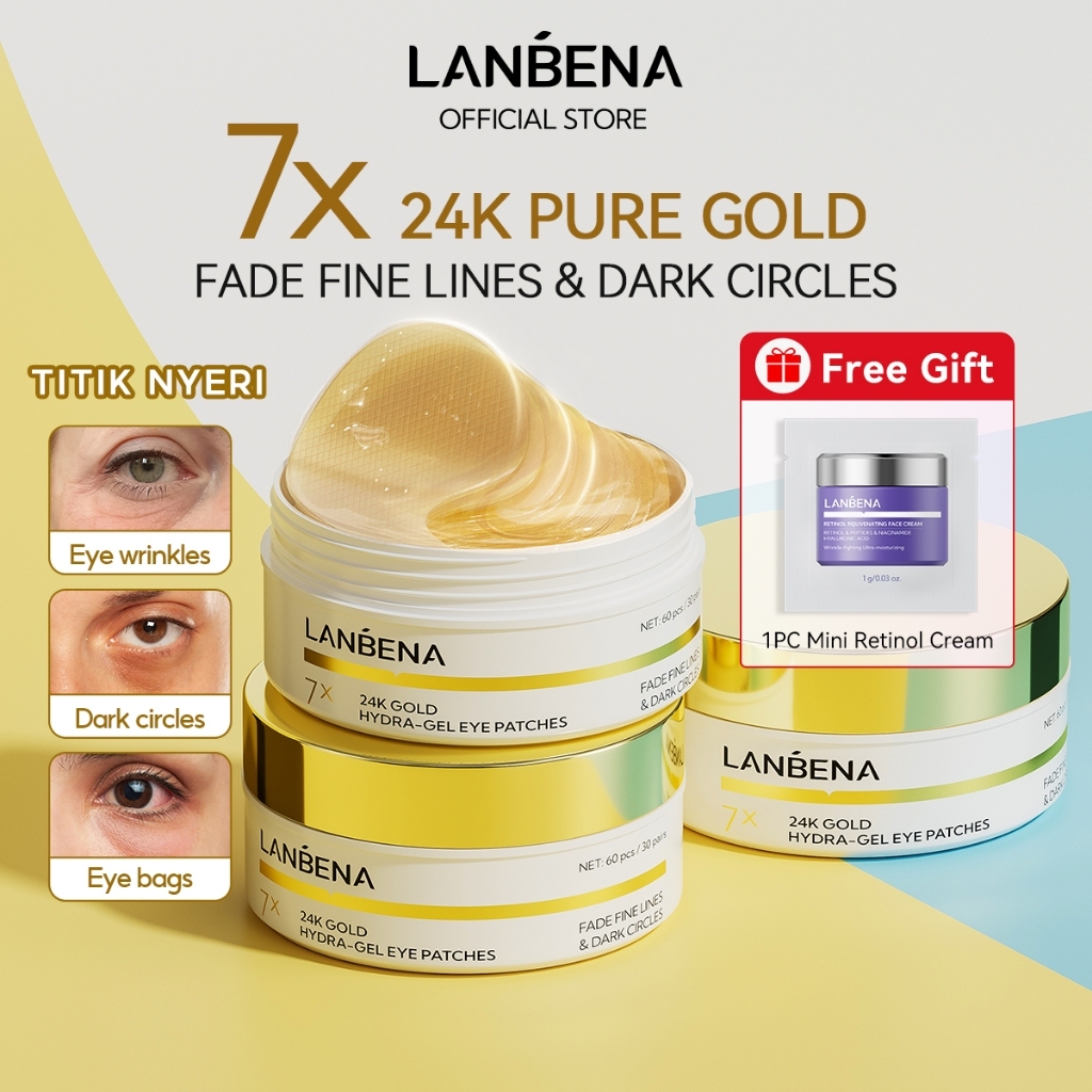 [NEW] LANBENA 24K Gold Collagen Eye Patch Penghilang Kantung Mata Lingkaran Hitam Masker Mata Anti P
