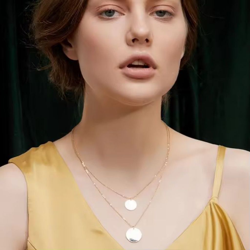 kalung 2 layer liontin gold fashion wanita elegan