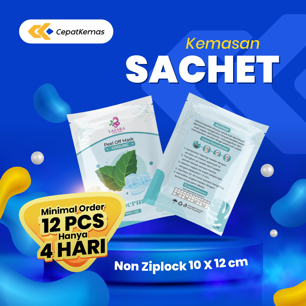 Cetak Kemasan Sachet Non Ziplock 10x12cm | Custom Desain | 12pcs | Selesai 4 Hari