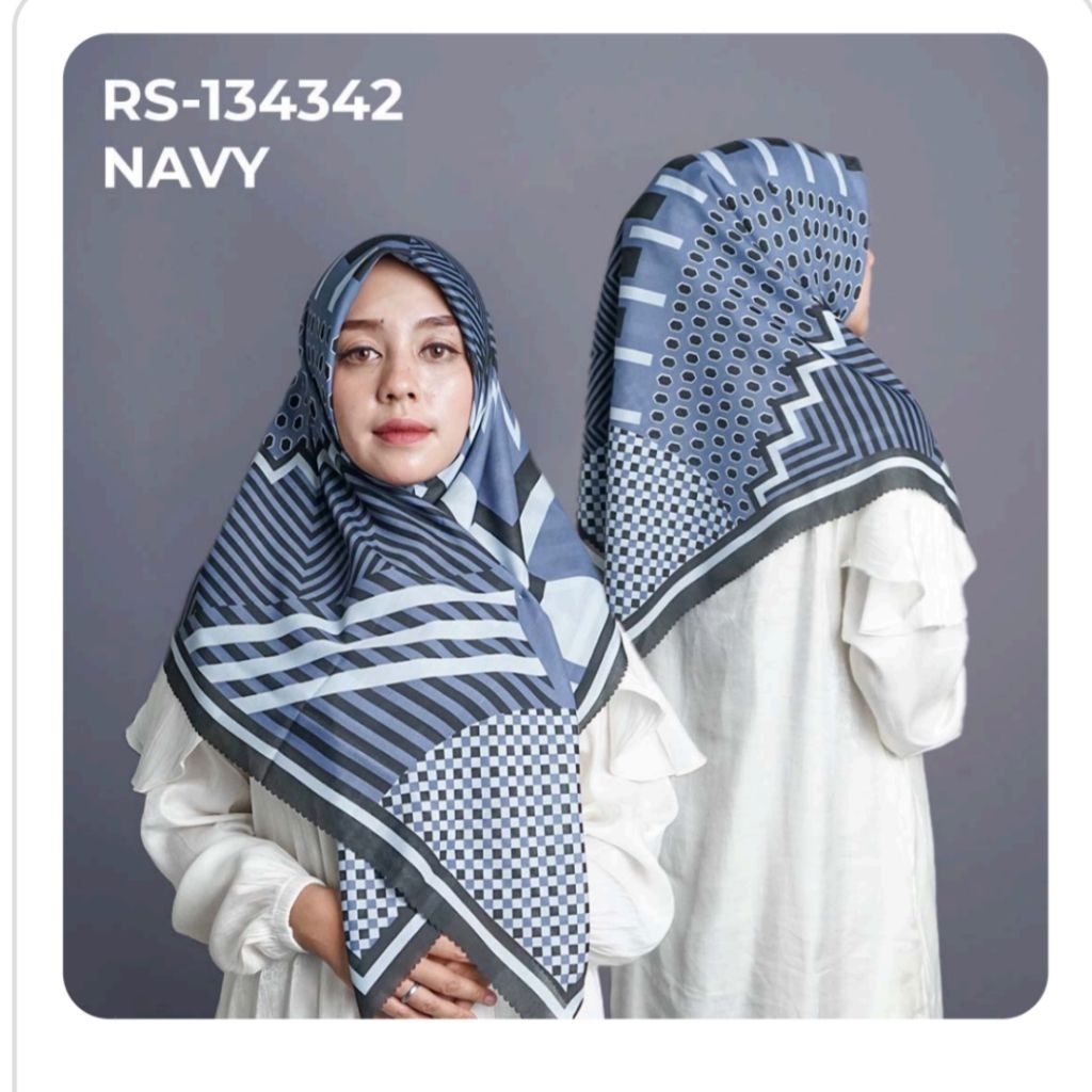 hijab voal motif premium navy