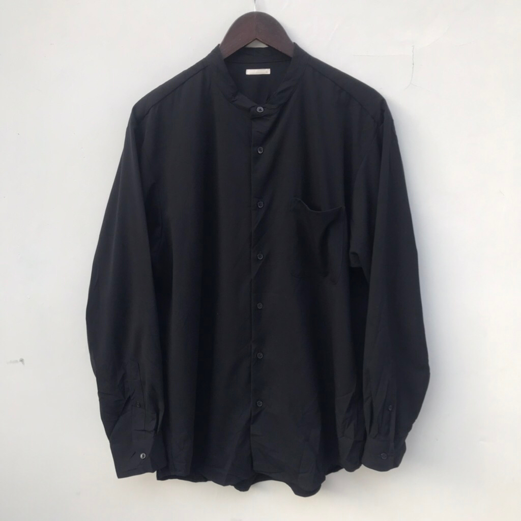 Kemeja Sanghai by Gu Uniqlo Stand Collar Shirt Black sz Large