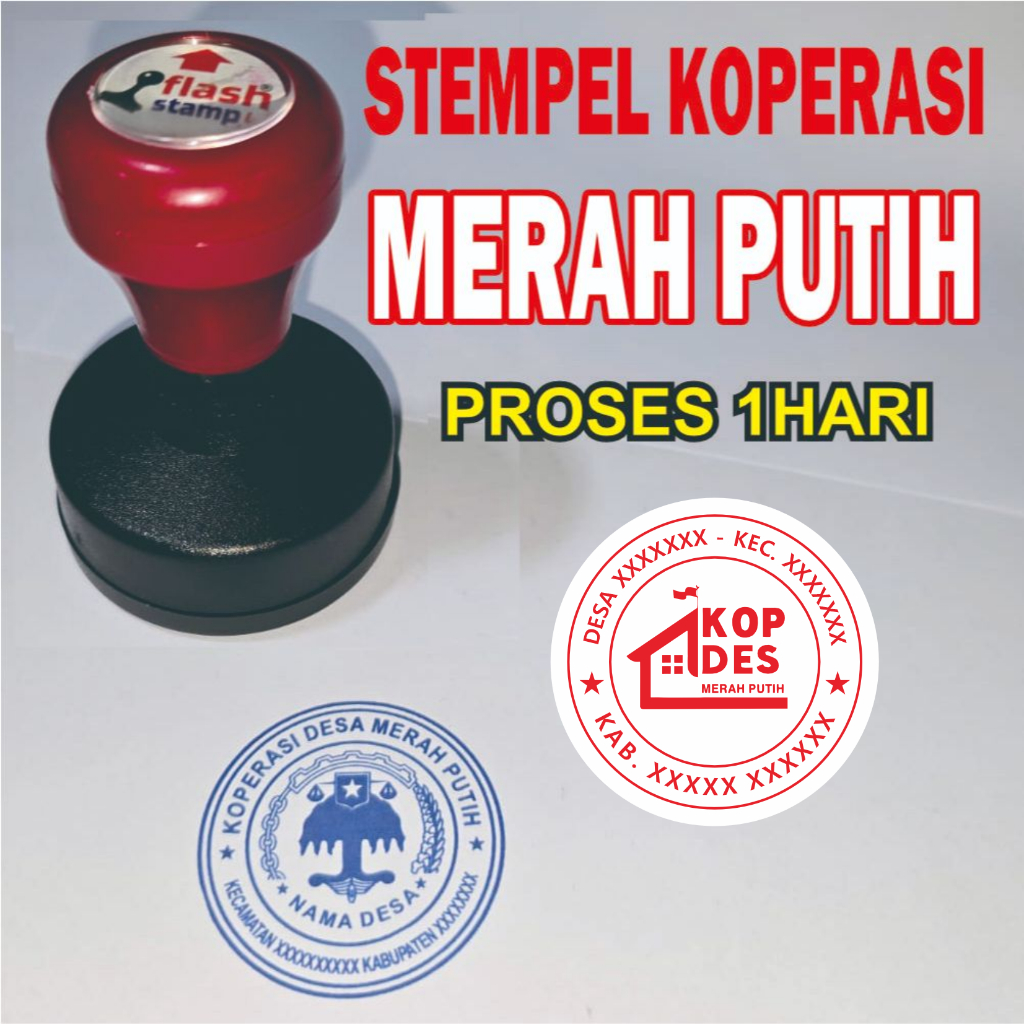Stempel Koperasi Merah Putih BULAT UKURAN 4CM
