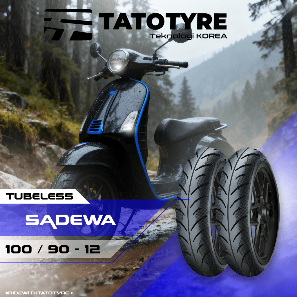 Ban Luar Tubeless Motor SADEWA 100/90 Ring 12" TATOTYRE (100/90-12) Scoopy, Genio, Beat Street New, 