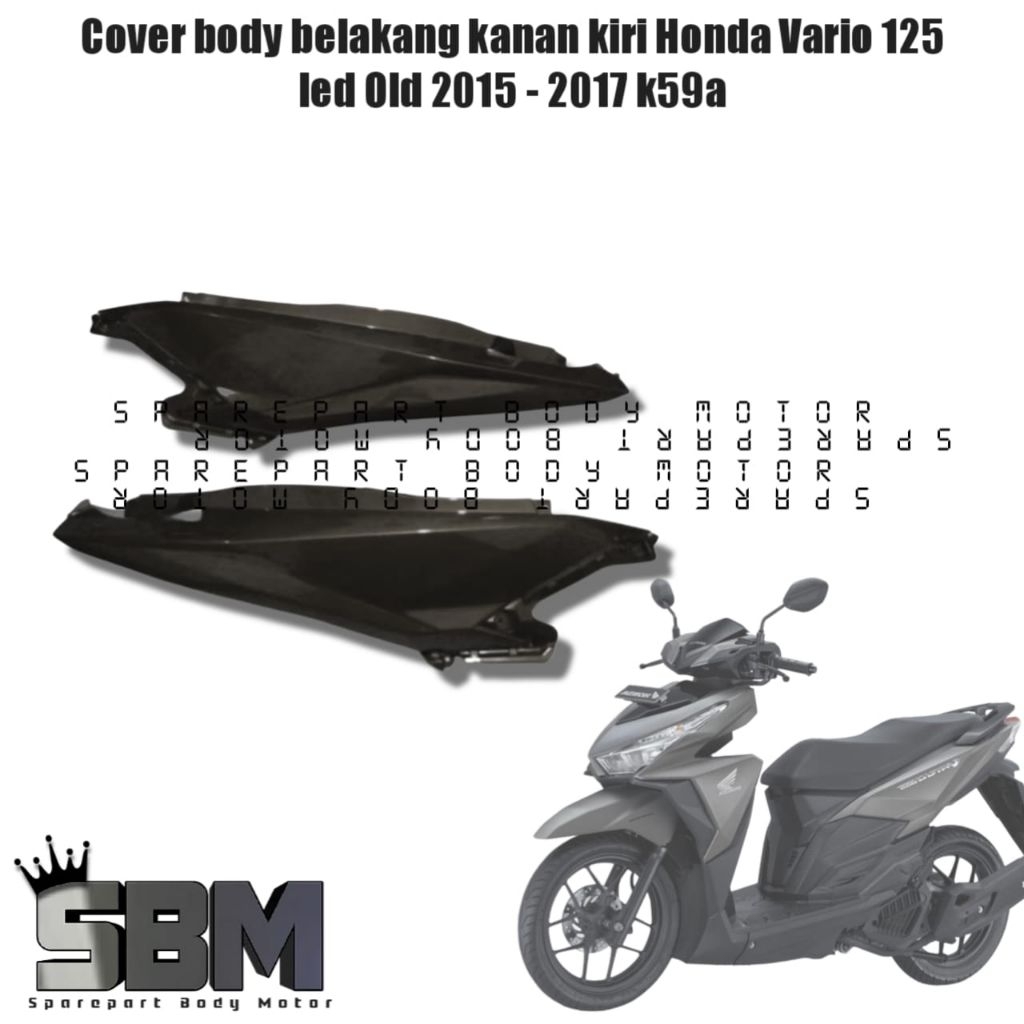 Cover Body Belakang Samping Kanan Kiri Honda Vario 125 150 LED OLD 2015 2017 K59A Warna Coklat Doff 