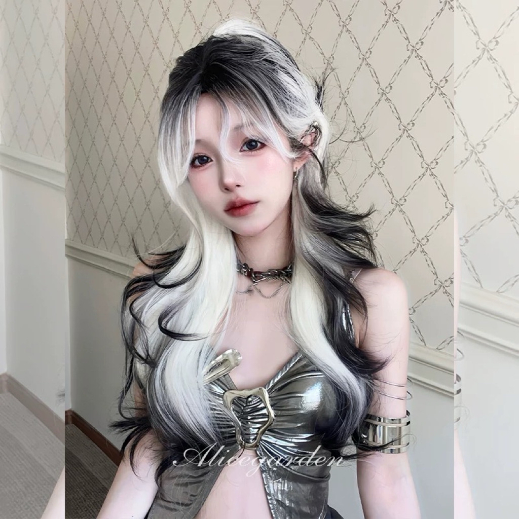 READY alice garden daily lolita wig - middleparted black white marrybear